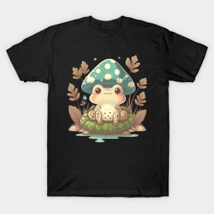 Cottagecore aesthetic frog on Mushroom T-Shirt